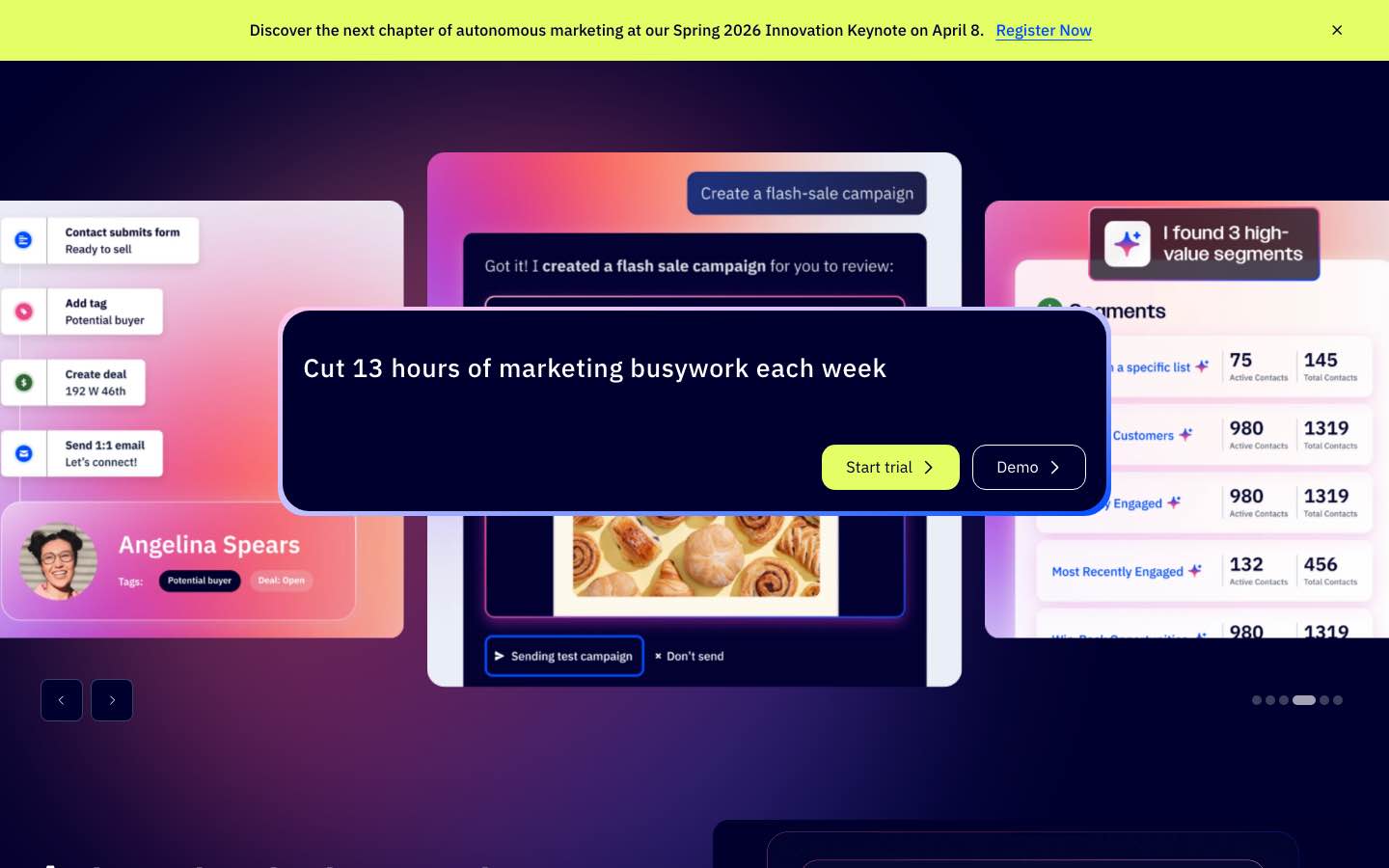 ActiveCampaign homepage