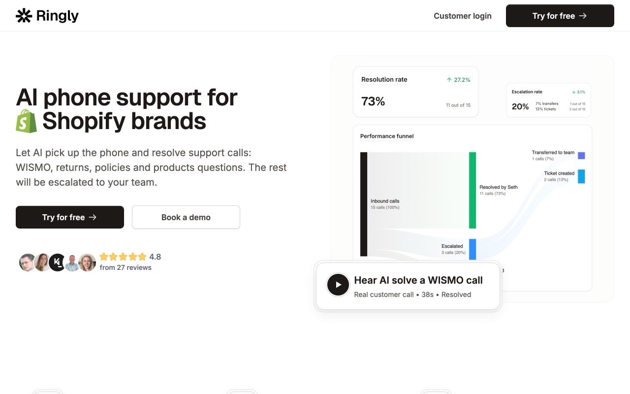 A screenshot of Goodcall's landing page.