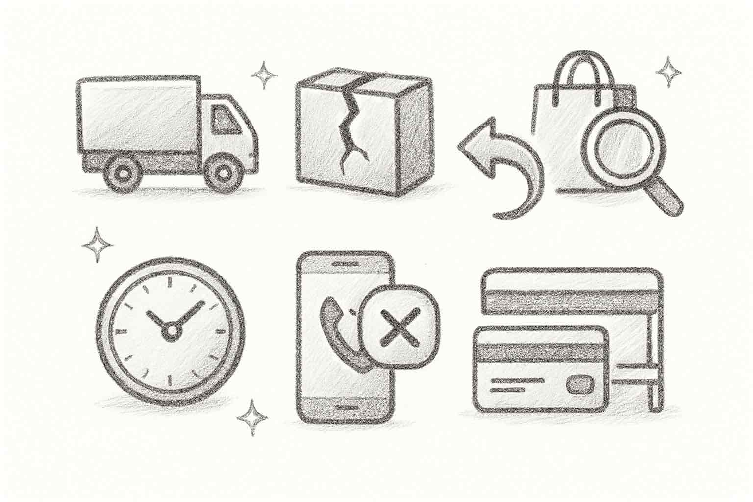Infographic showing the 8 most common ecommerce customer complaints including shipping delays and return friction
