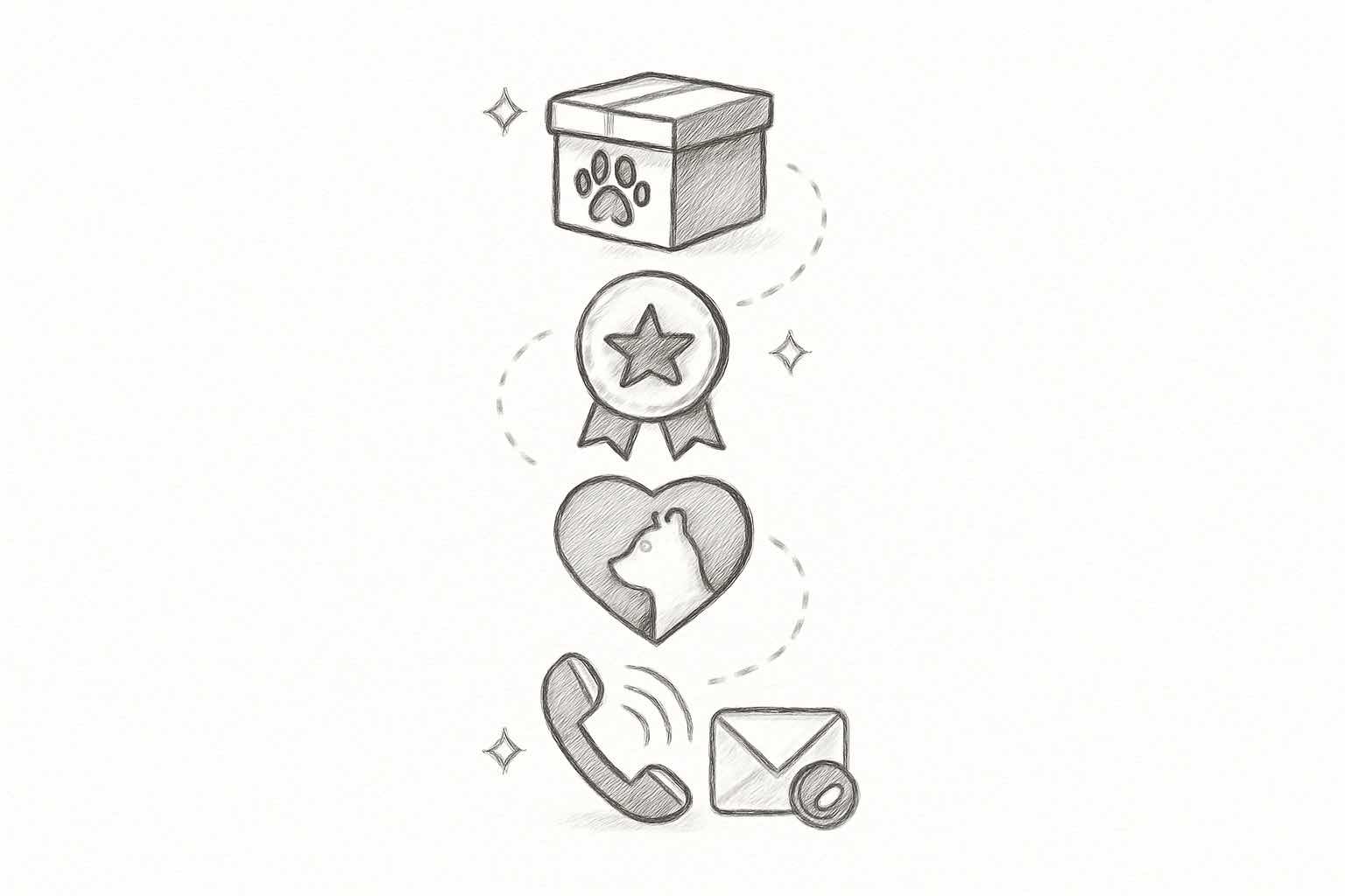 Pet ecommerce customer retention strategy framework showing subscription, loyalty, personalization, support, and communication