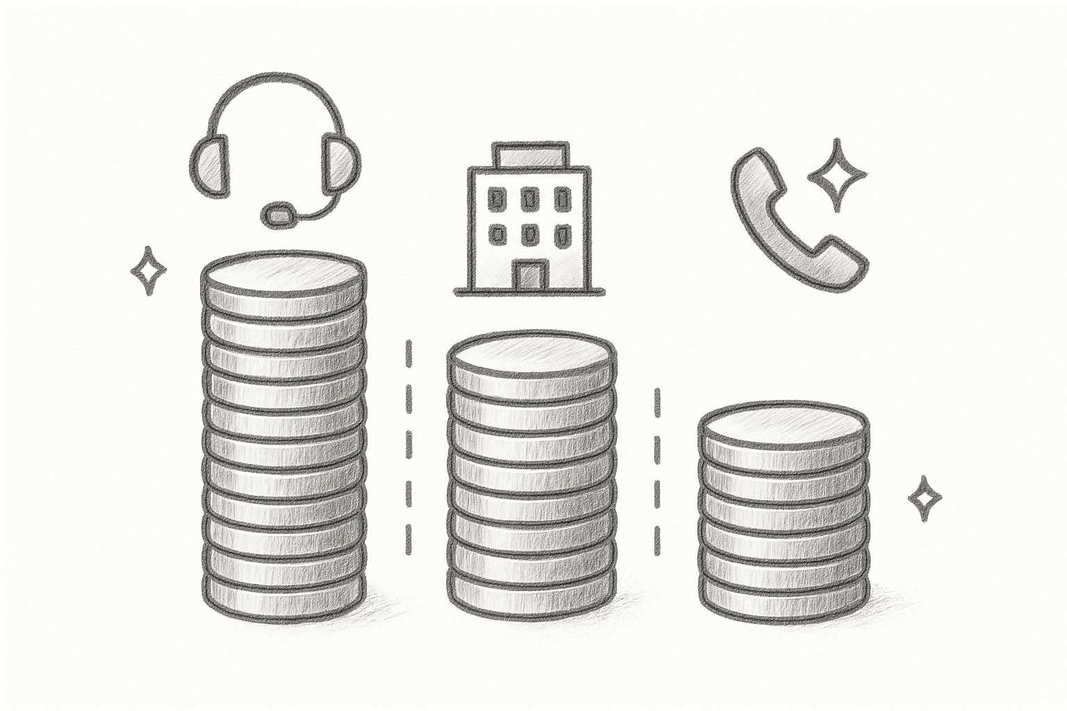 Infographic comparing the cost of supplement brand order tracking phone calls handled by in-house agents, offshore teams, and an AI phone agent.