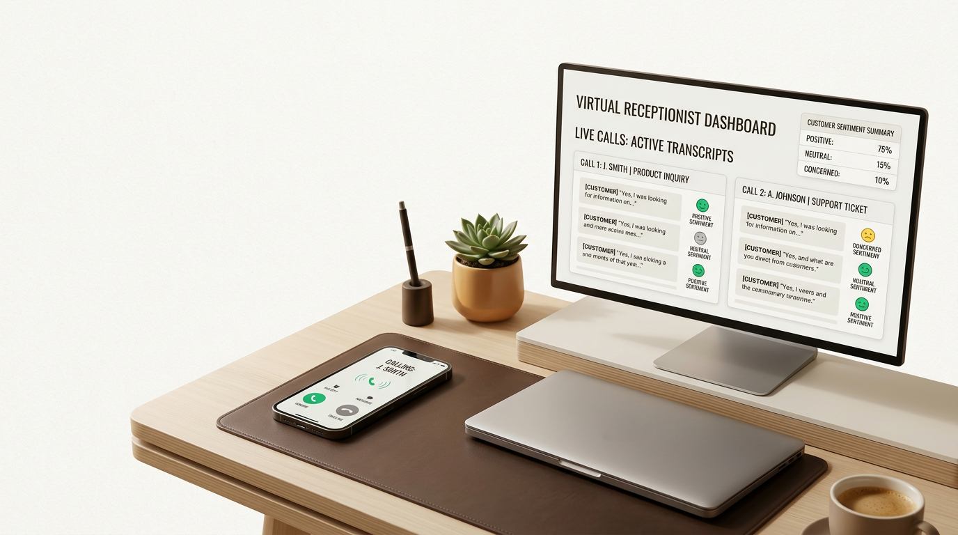 Virtual receptionist handling business calls professionally