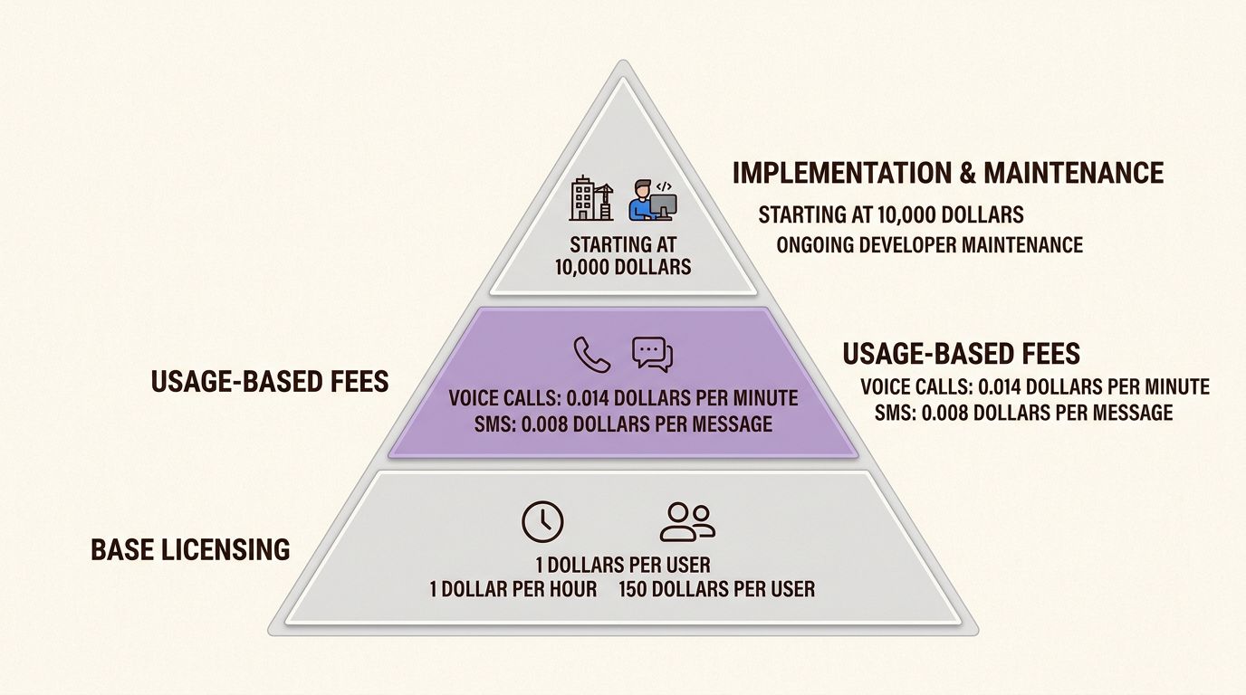 Three cost layers of Twilio Flex: license, usage, and implementation