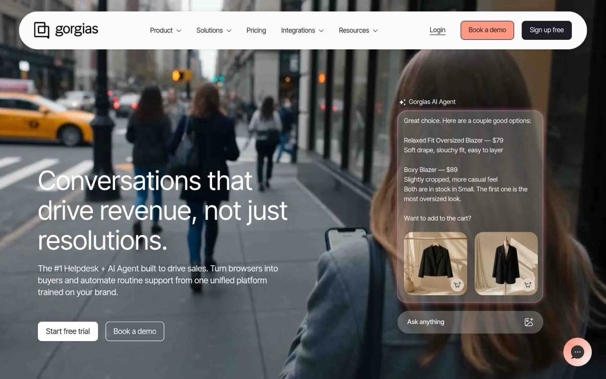 A screenshot of Gorgias's landing page.