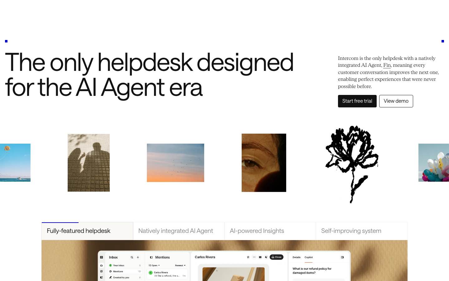 Intercom homepage