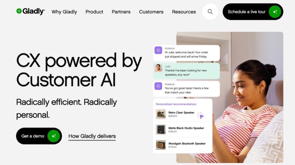 Gladly customer service software homepage