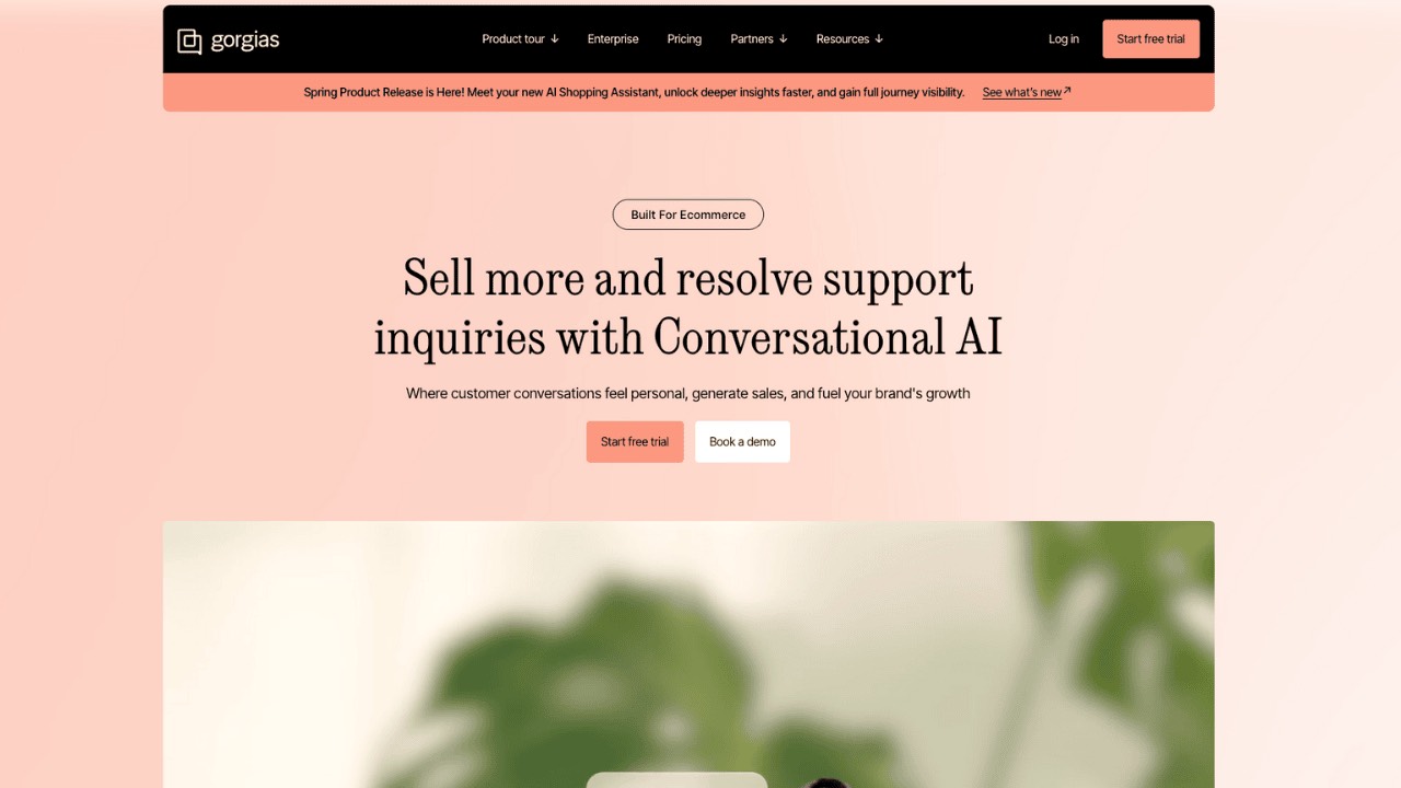 Gorgias helpdesk homepage, a customer service software option for coffee brands