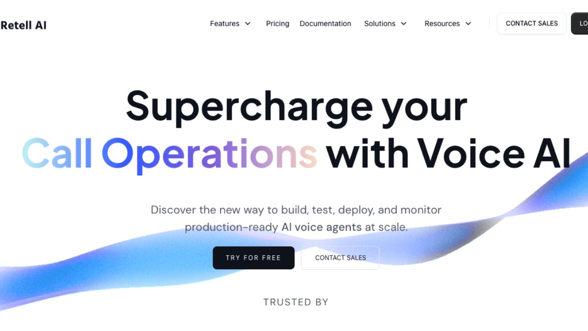 A screenshot of Retell AI's landing page, one of the best AI phone agent platforms for developers