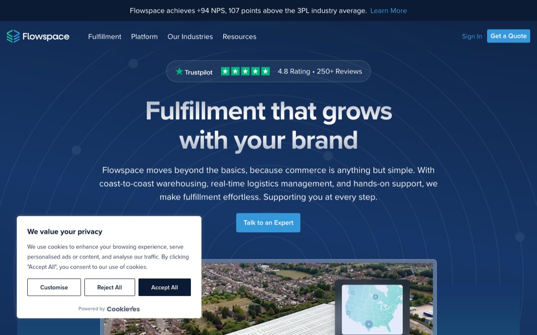 Flowspace distributed fulfillment network homepage