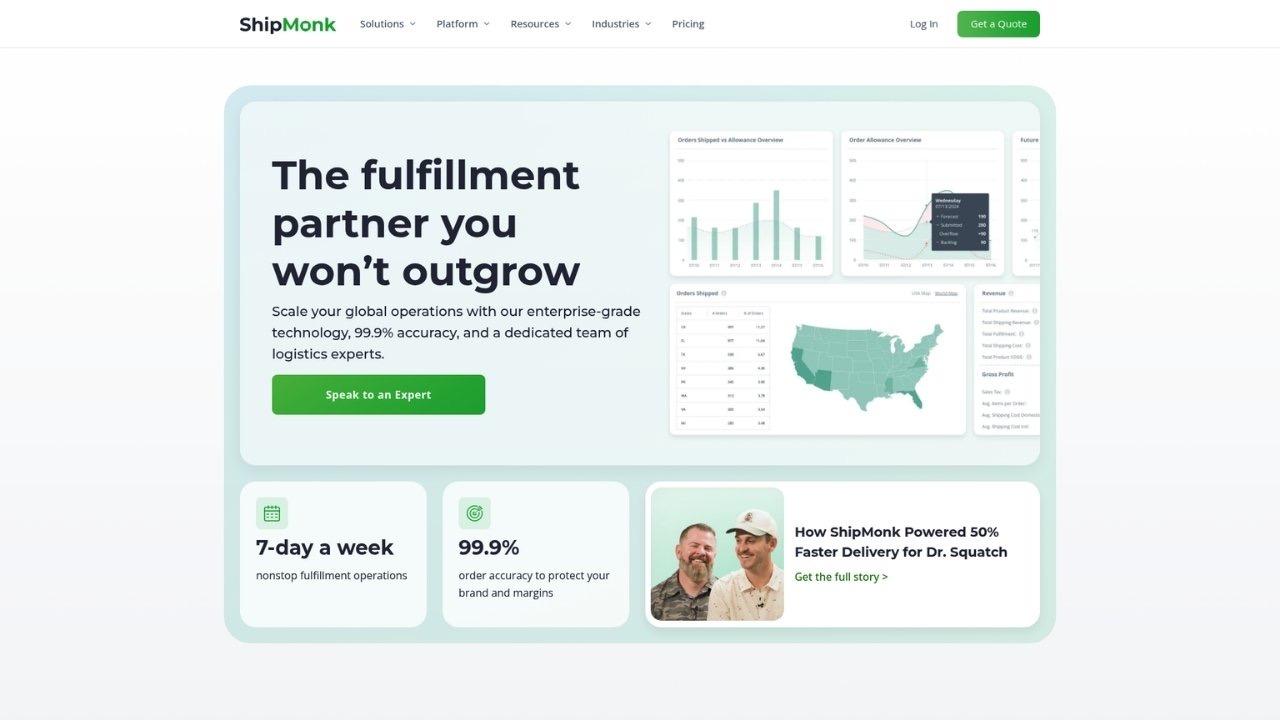 ShipMonk fulfillment platform homepage