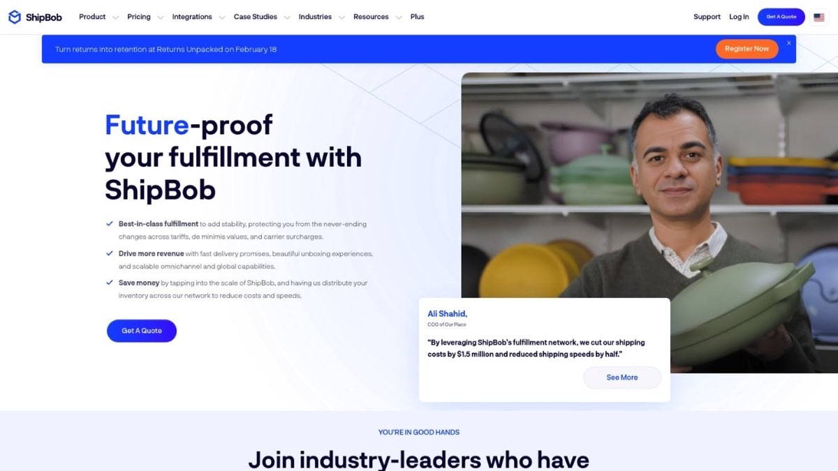 ShipBob 3PL fulfillment homepage