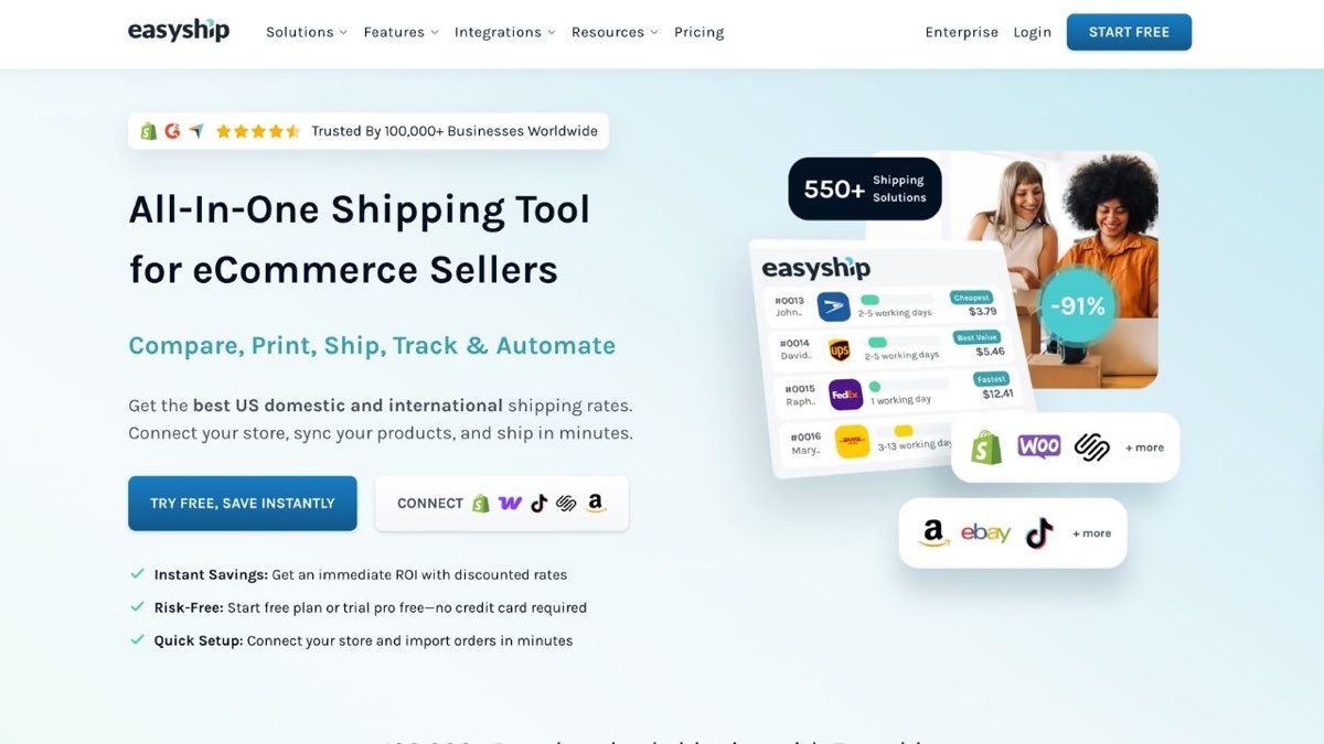 Easyship shipping rates and fulfillment homepage