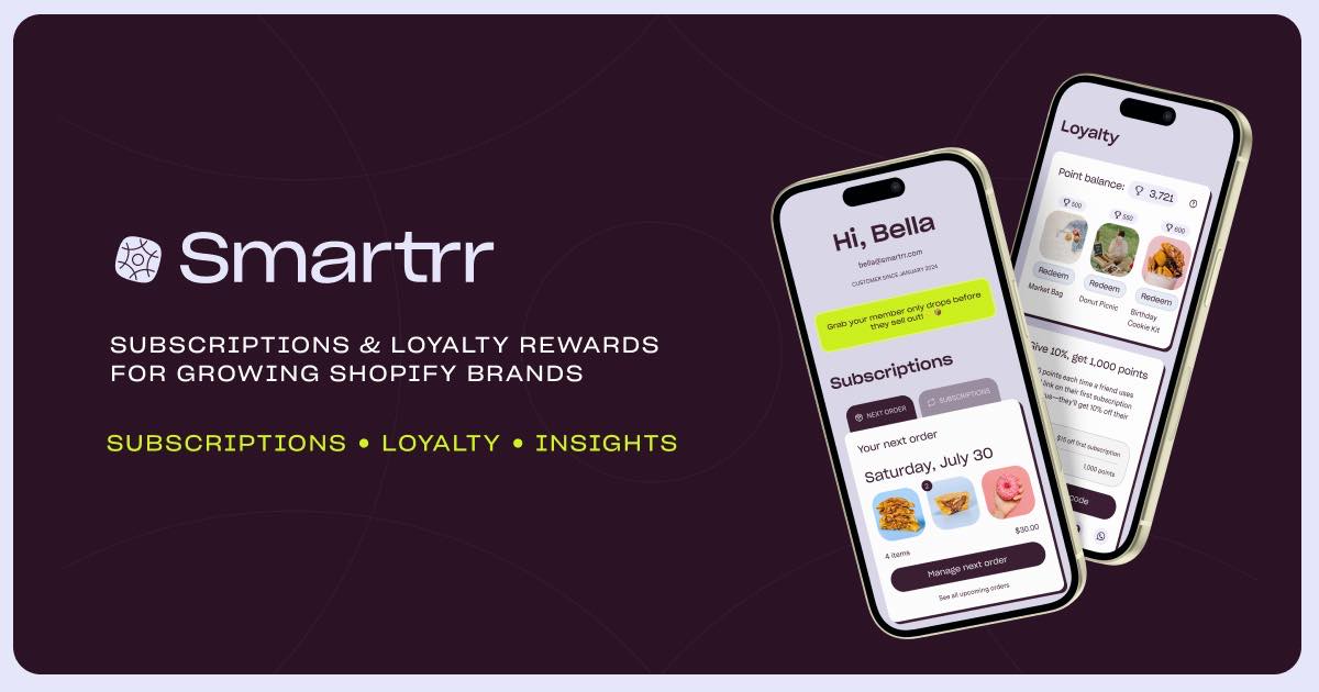 A screenshot of the Smartrr Subscriptions Shopify app homepage