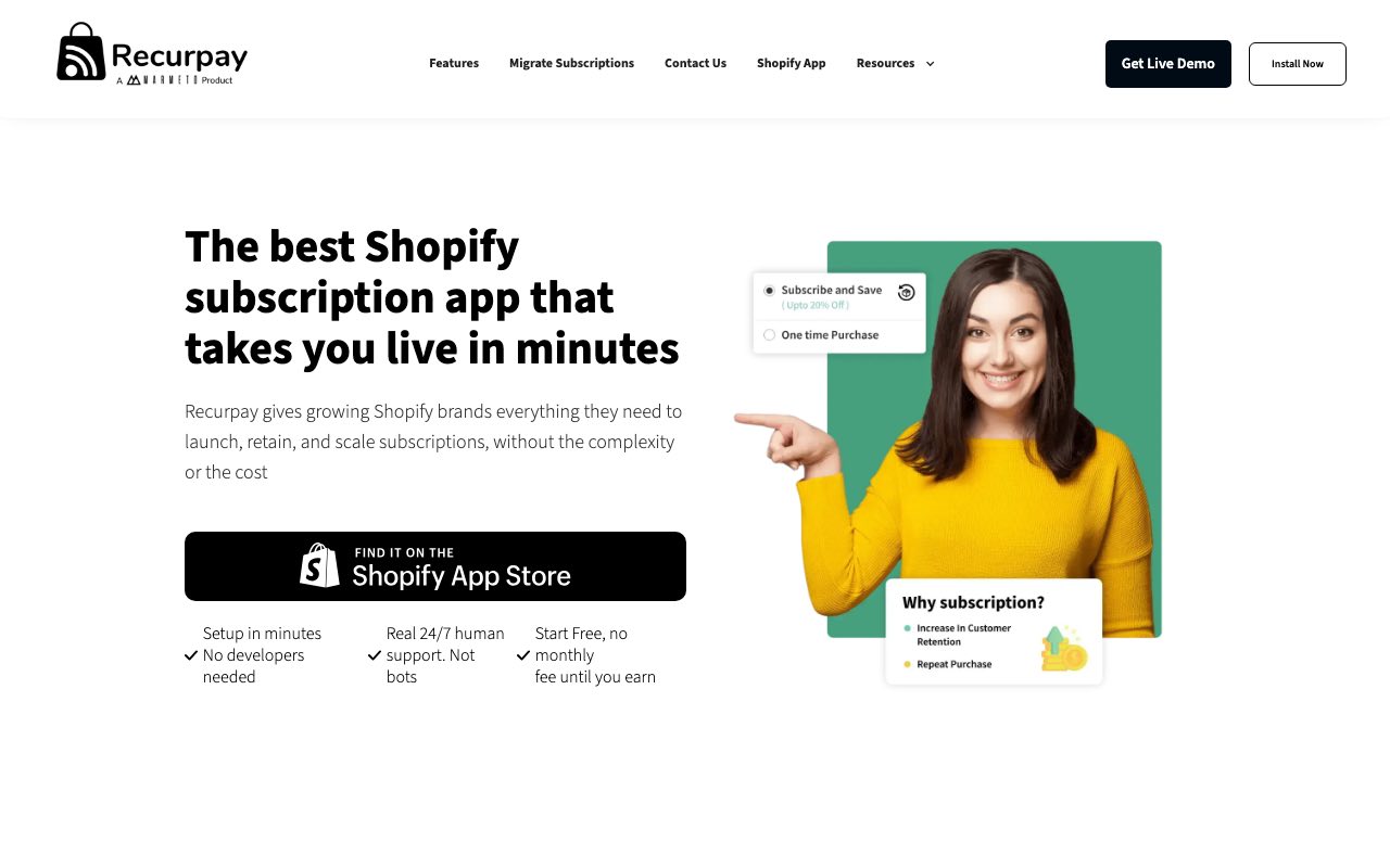 A screenshot of Recurpay's homepage.