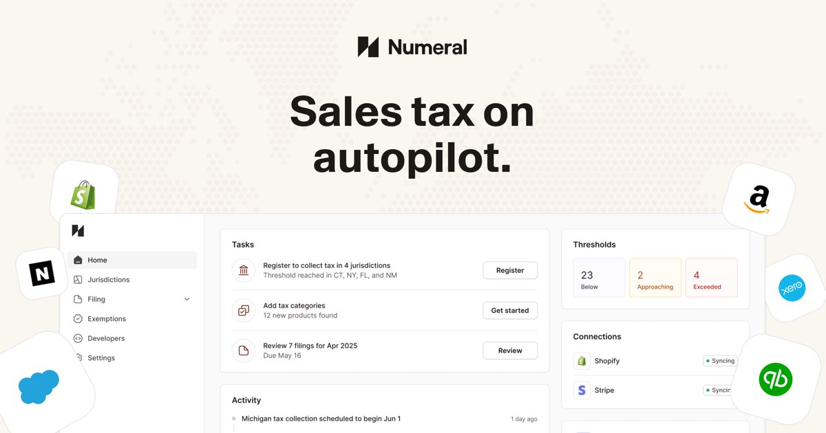 Numeral homepage screenshot