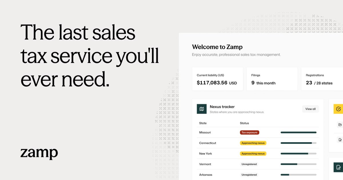 Zamp homepage screenshot