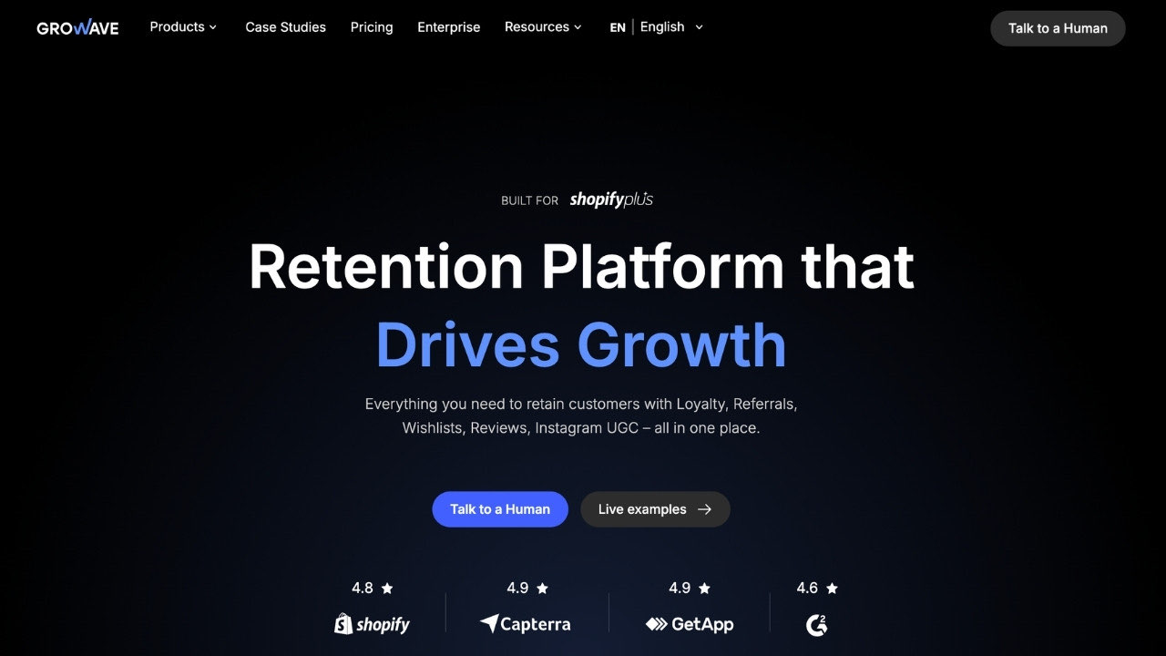 Growave all-in-one retention app homepage