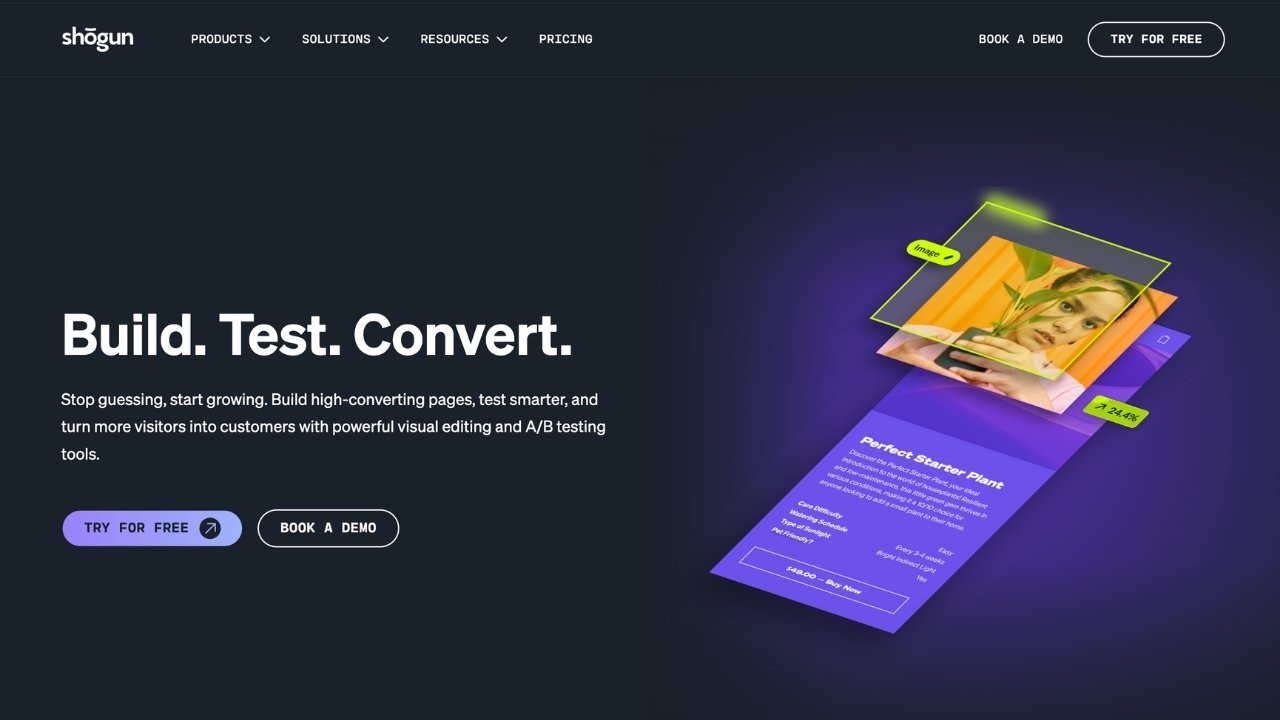 A screenshot of the Shogun Shopify website builder