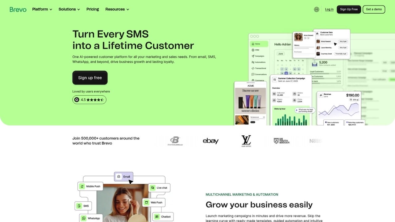 Brevo all-in-one marketing platform homepage