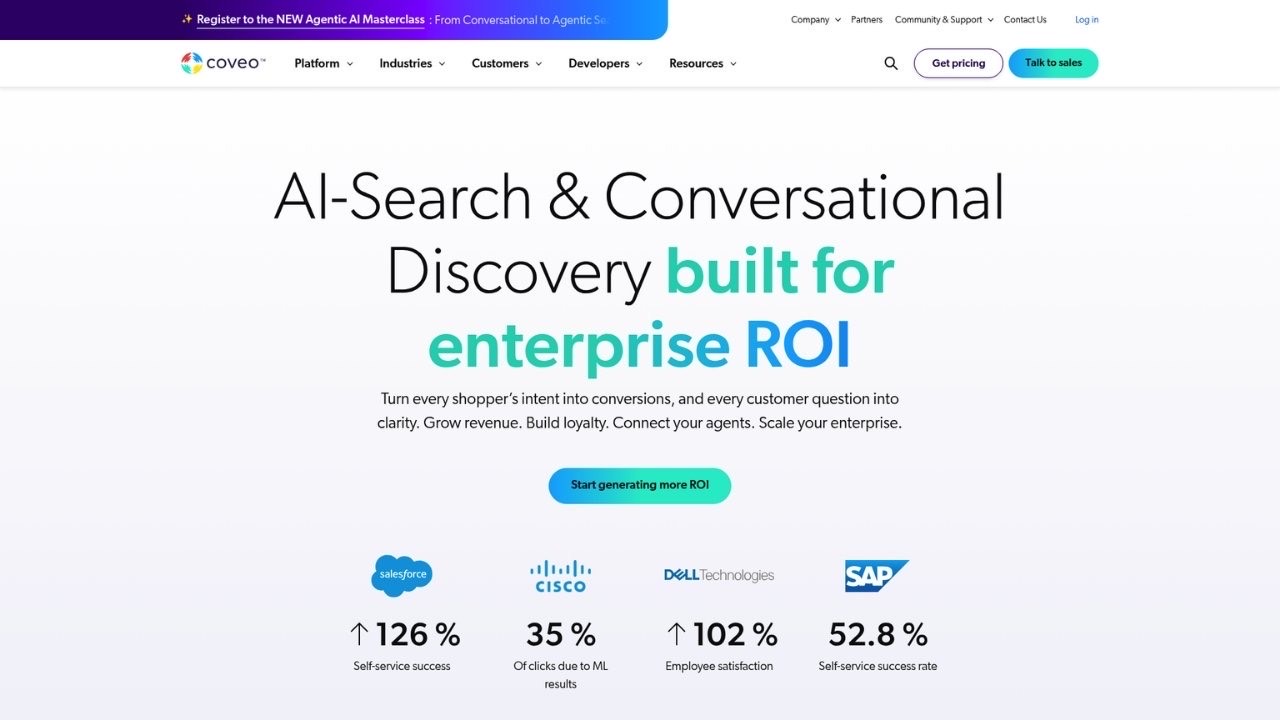 Coveo enterprise AI relevance platform homepage