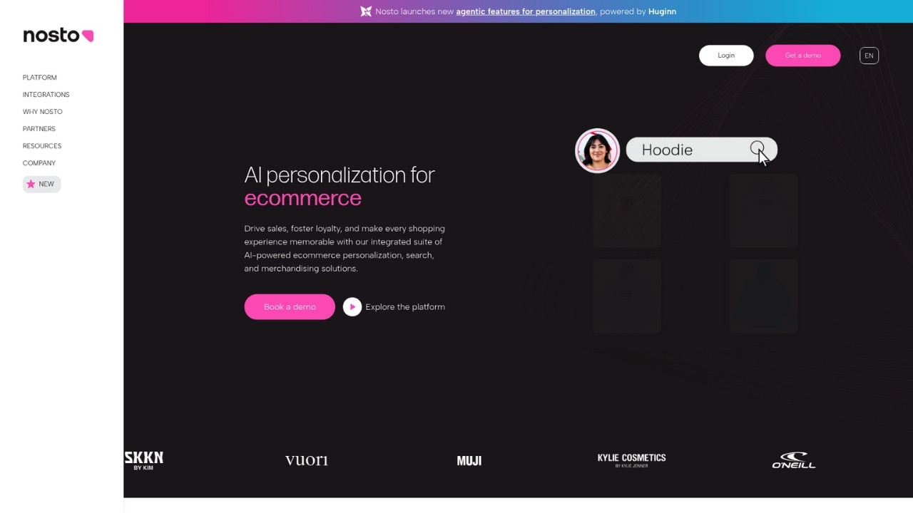 Nosto commerce experience platform homepage