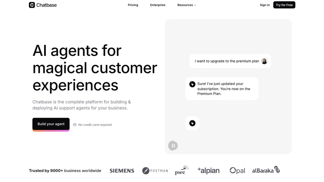 Chatbase AI chatbot platform homepage