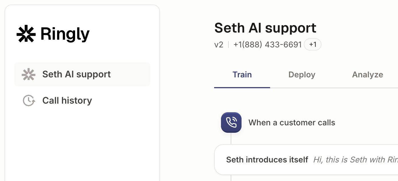 Set up Seth, the AI phone support rep: What does Seth do?