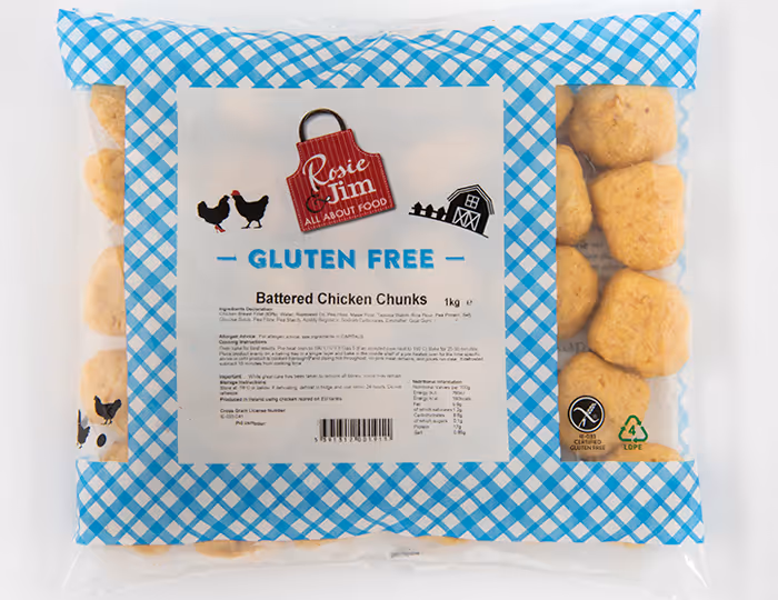 Rosie & Jim Gluten Free Battered Chicken Chunks
