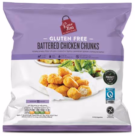 Rosie & Jim Gluten Free  Battered Chicken Chunks - frozen