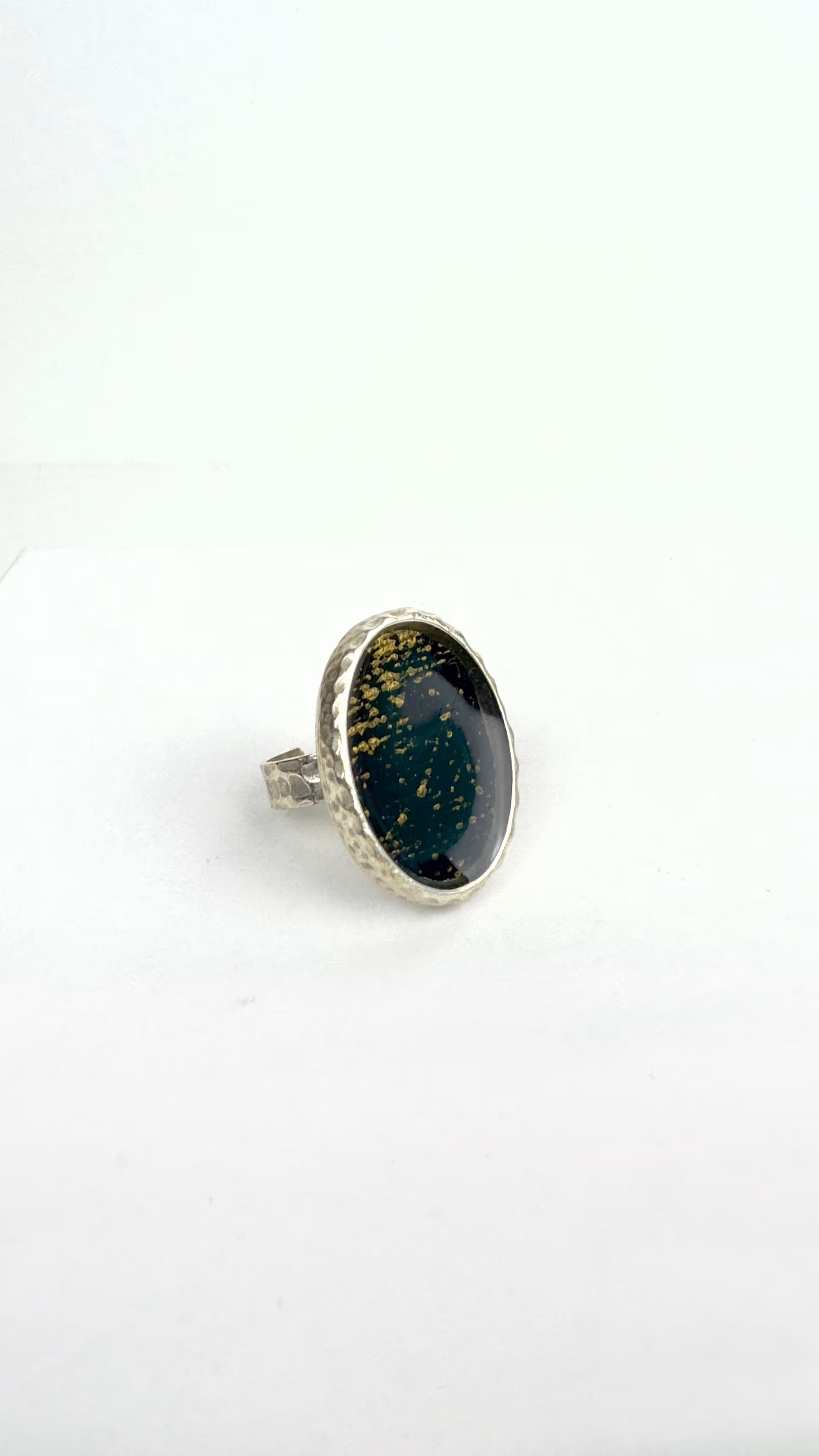 Anello Argento Martellato | Black