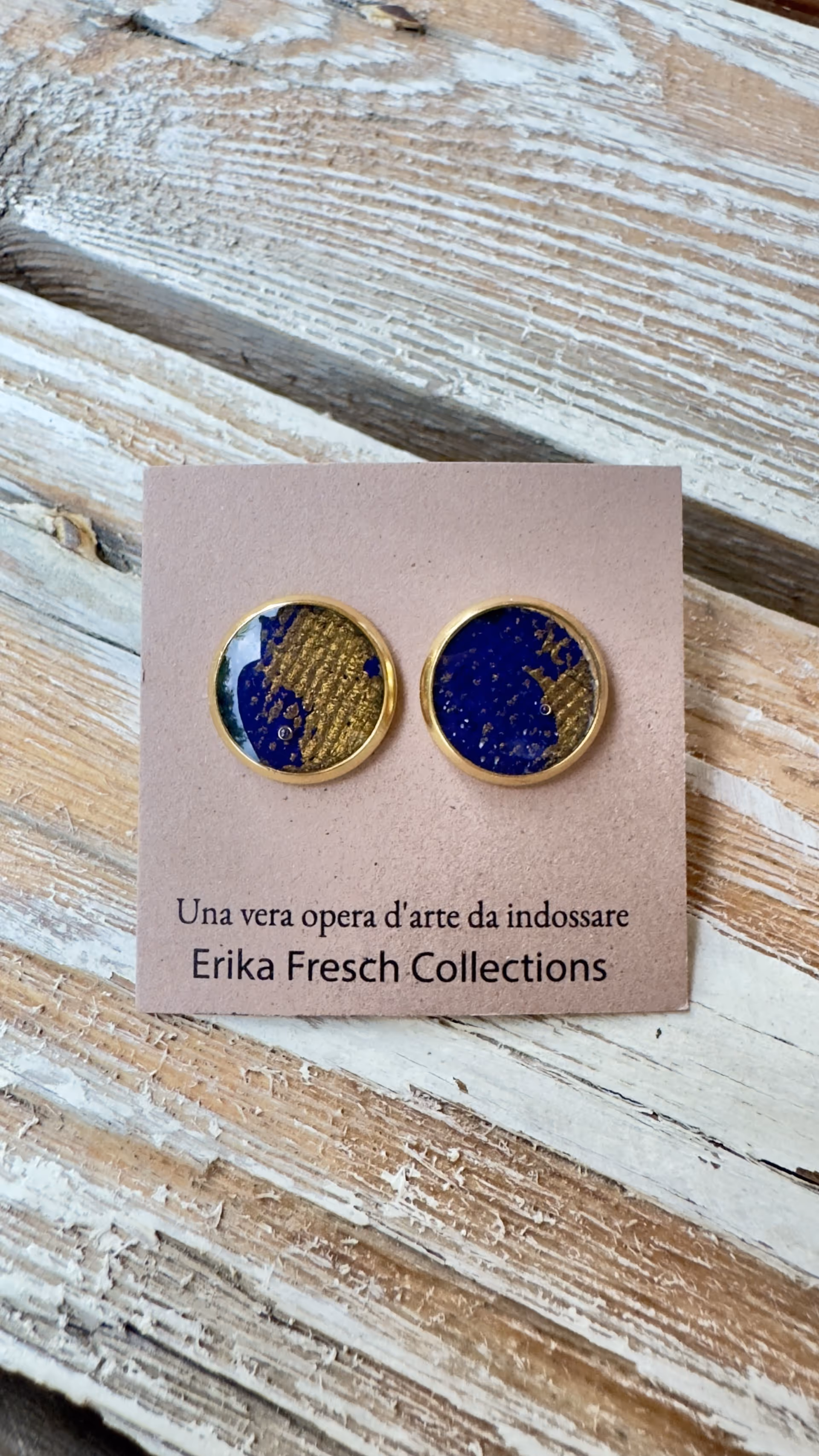 Orecchini a Bottone | Blu e Oro