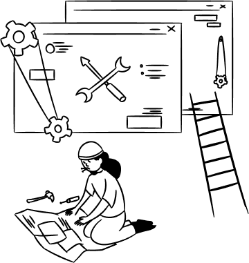 Une personne et deux tableaux