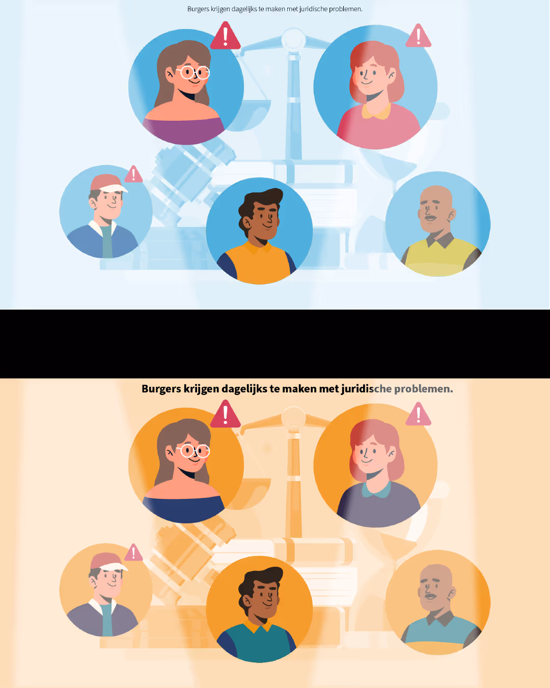 Illustratie van mensen die ideeën uitwisselen tijdens de conceptfase.