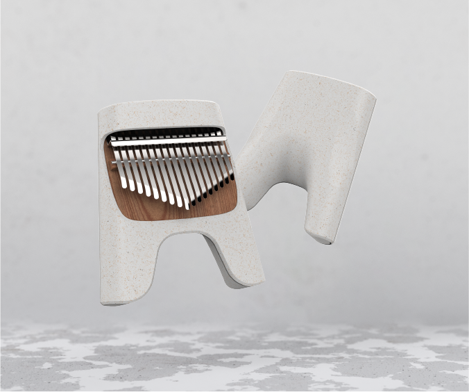 Kalimba Klub — custom kalimba thumb piano product hero render | ANCORD Design Co