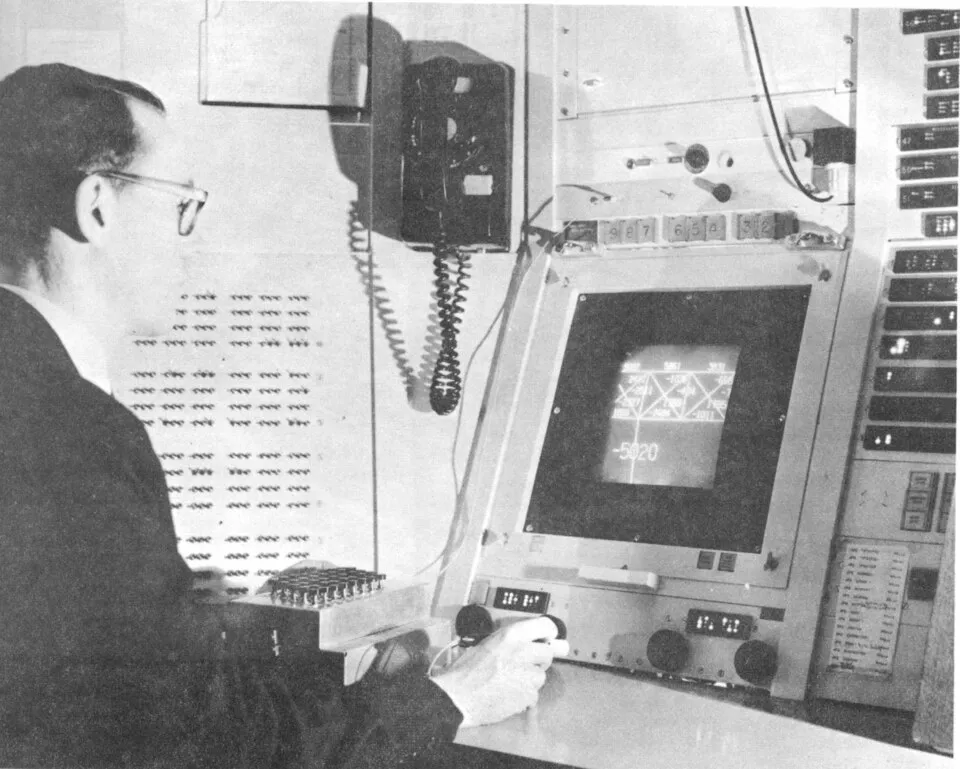Ivan Sutherland operating Sketchpad with a light pen on the TX-2 computer