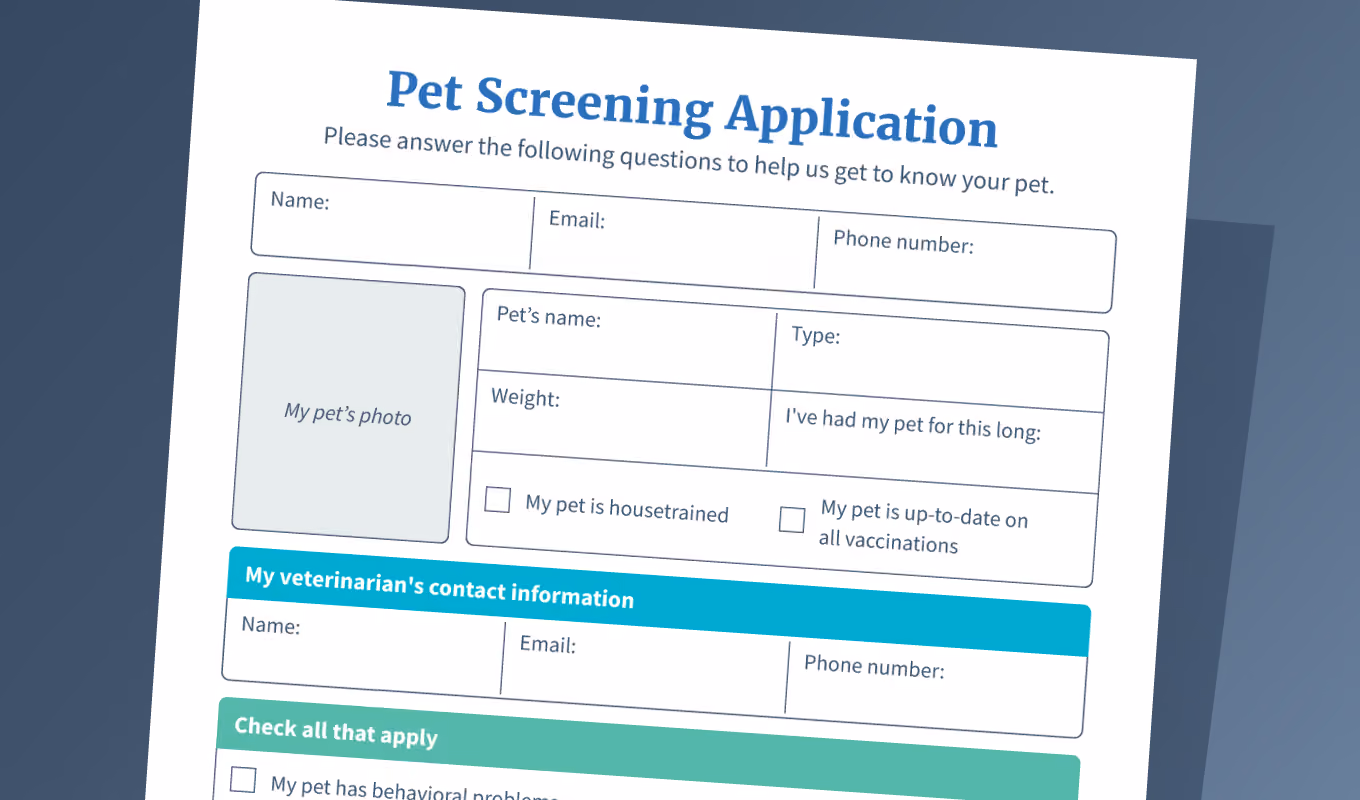pet screening application mockup