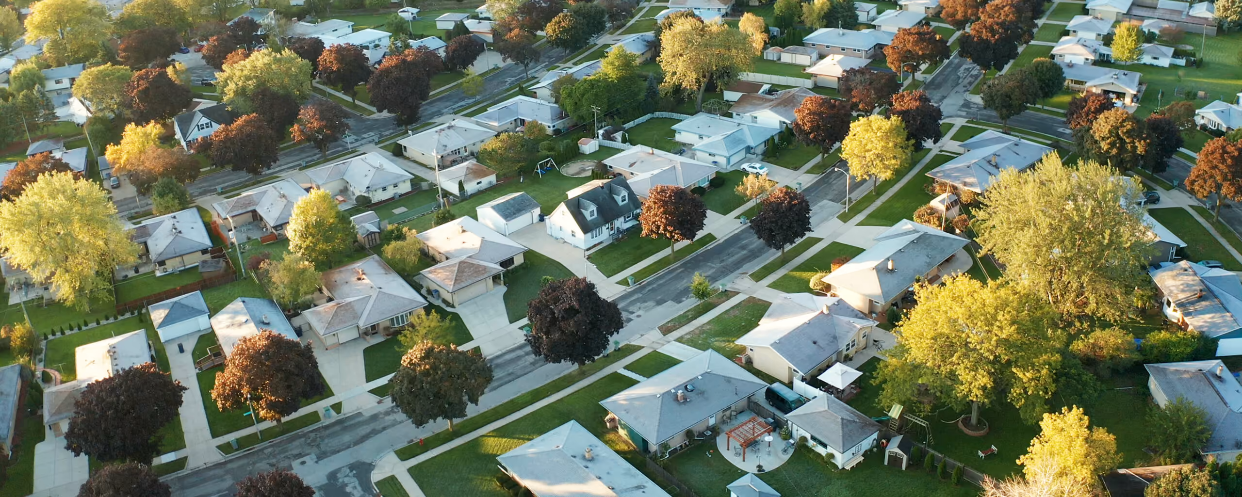 Aerial view of residential houses at autumn
