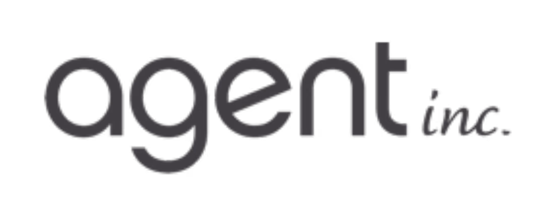 Agent Inc. logo with lowercase letters in a simple black font on a transparent background.