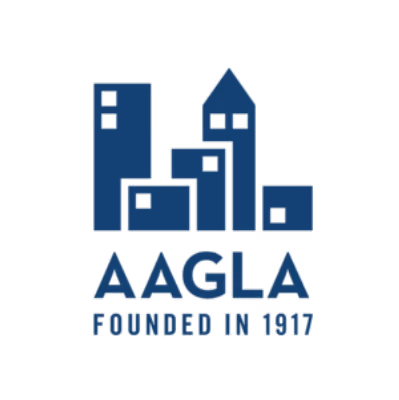 AAGLA logo with stylized blue buildings above the text 'Founded in 1917'.