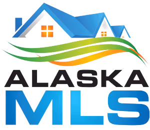 Logo with blue rooftops and green-orange swoosh above text Alaska MLS.