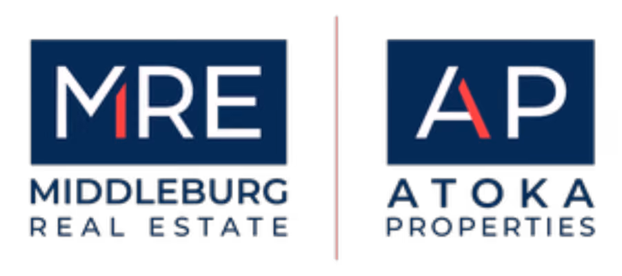 Middleburg Real Estate and Atoka Properties logos in blue boxes with red accents on M and A.