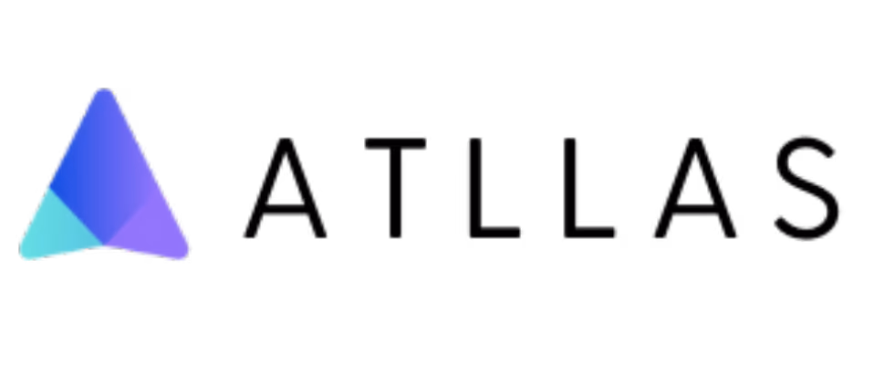 Atlas logo featuring a blue and purple triangular geometric shape with the word Atlas beside it.