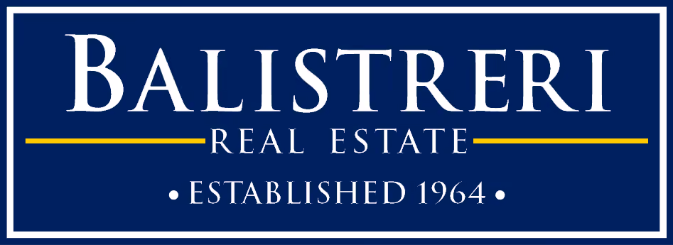 Balistreri Real Estate logo with established 1964 text on a blue background with white and yellow accents.