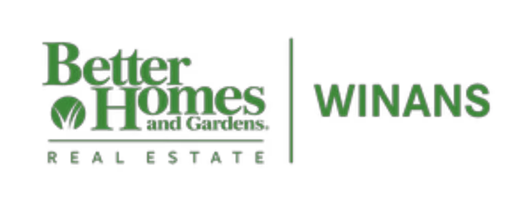Better Homes and Gardens Real Estate Winans logo in green on black background.