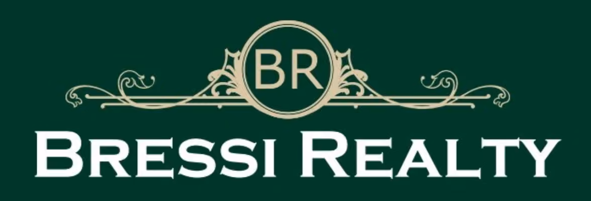Bressi Realty logo with initials BR inside a decorative circle above the company name on a green background.