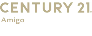 Century 21 Amigo real estate logo text in gold on transparent background.