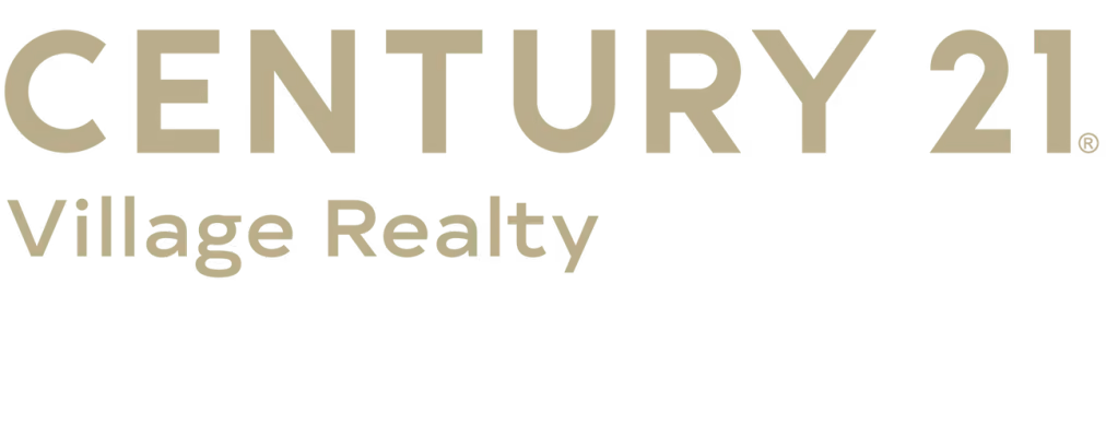 CENTURY 21 Village Realty brand logo in gold text on transparent background.