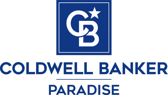 Coldwell Banker Paradise logo with interlocking CB letters and a star in a blue square.