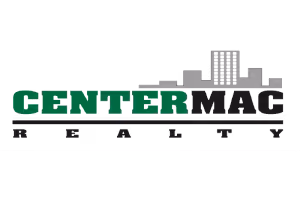 CenterMac Realty logo with green and black text and a gray city skyline above the text.