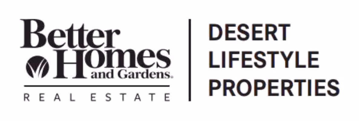 Better Homes and Gardens Real Estate logo beside text Desert Lifestyle Properties.
